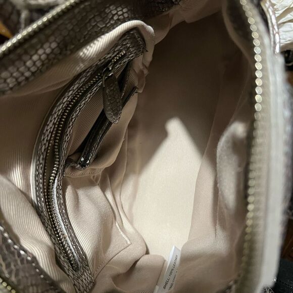 TALBOTS LEATHER METALLIC SILVER BAG CROSSBODY NEW - Picture 5 of 5